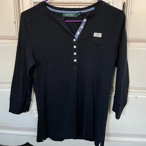 3/4 sleeve Ralph Lauren size L black shirt